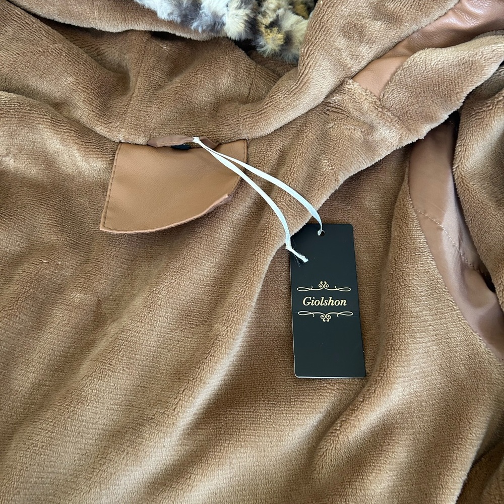 Luxe Leopard Faux Fur Hooded Jacket Bold Soft and Fierce - Picture 6 of 7